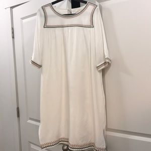 Orange Creek Knee Length Embroidered Dress (White)